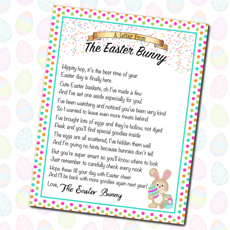 Free Printable Easter Bunny Letter