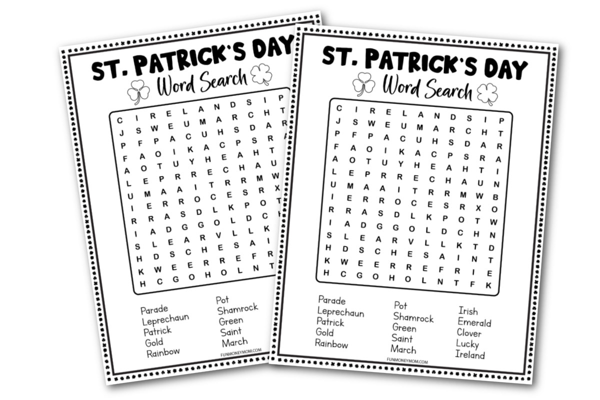 St patrick's day word search printables.
