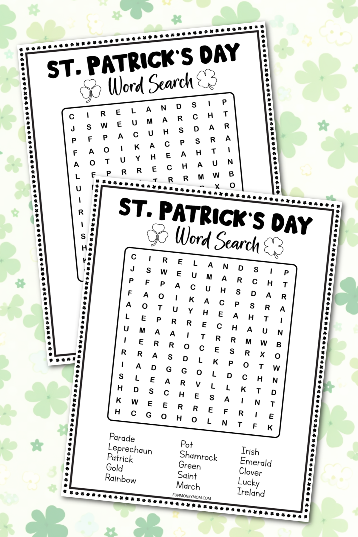 Two st patrick's day word search printables.