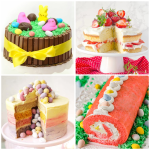 A collage of different cakes for Easter