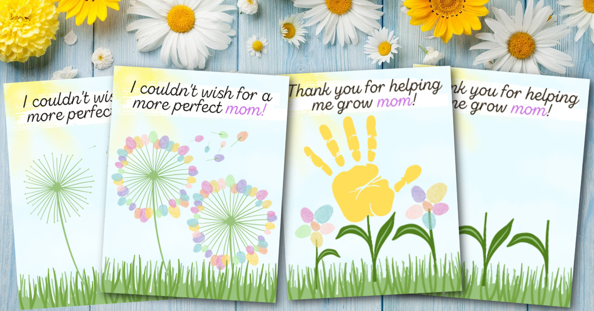 Mother's Day Fingerprint Flowers (Free Printable)