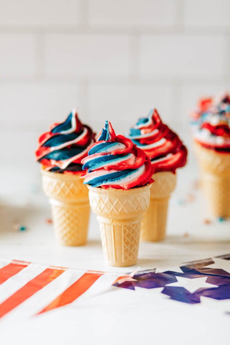 4th Of July Ice Cream Cone Cupcakes - Fun Money Mom