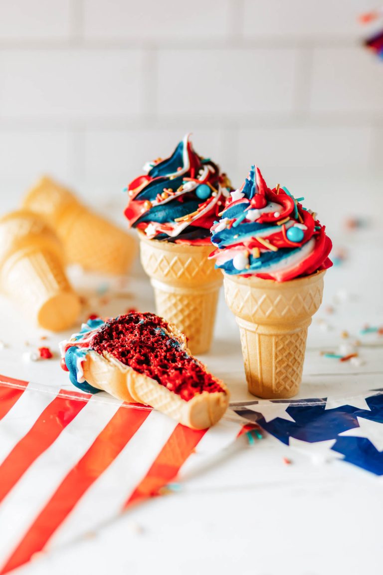 4th Of July Ice Cream Cone Cupcakes - Fun Money Mom