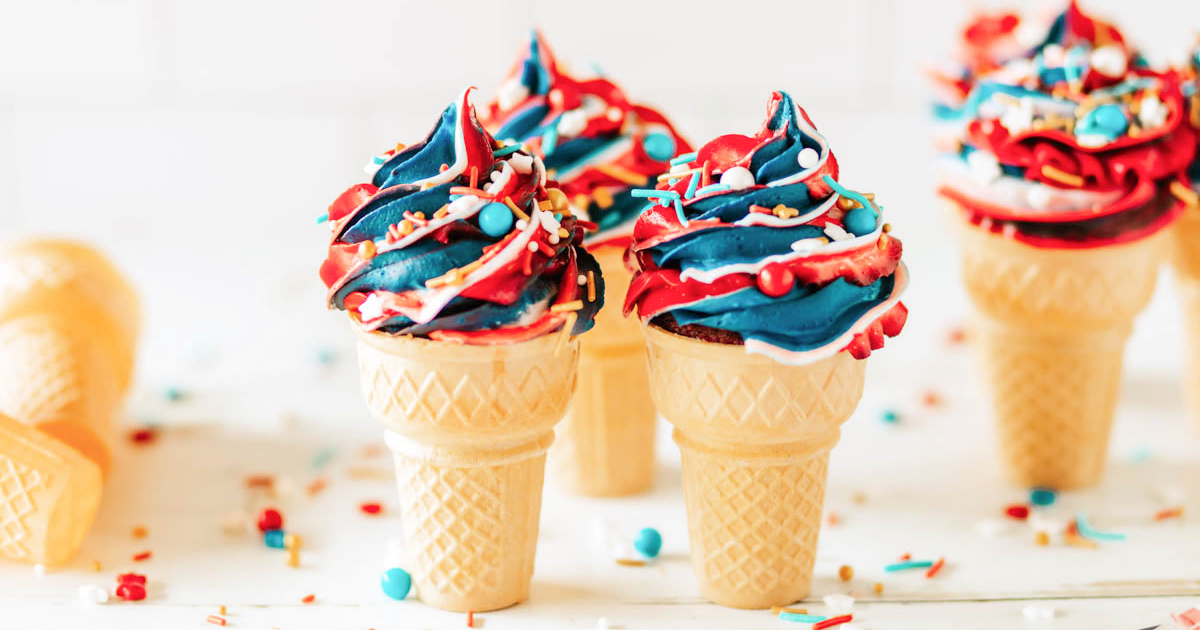 4th Of July Ice Cream Cone Cupcakes - Fun Money Mom