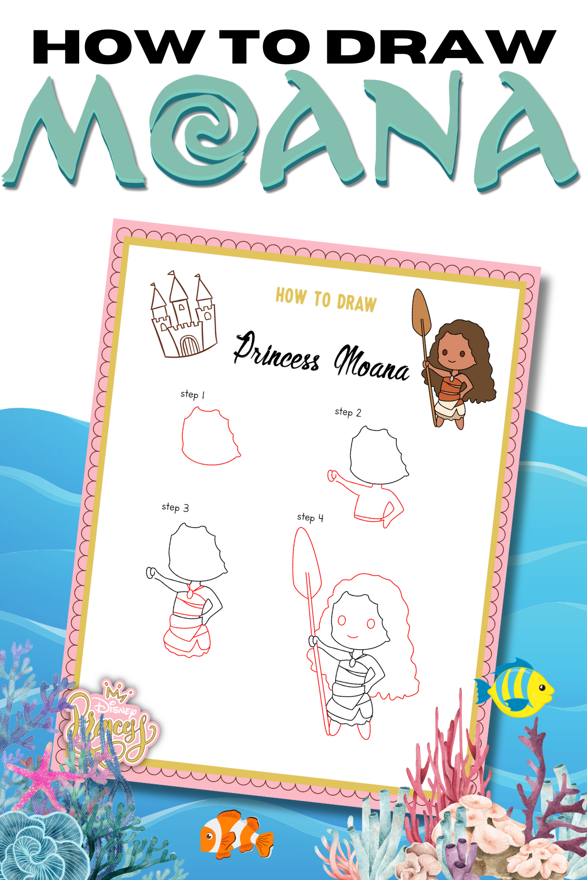 How To Draw Moana (with free printable) - Fun Money Mom