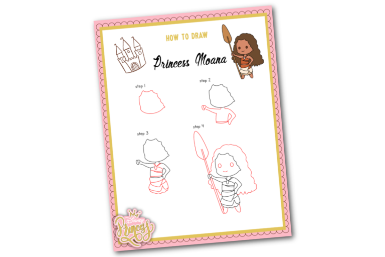 How To Draw Moana (with free printable) - Fun Money Mom