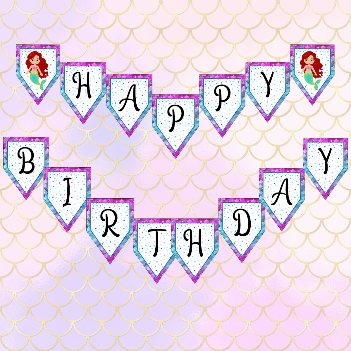 Mermaid Happy Birthday Banner Mermaid Party Decora... – Vicedeal