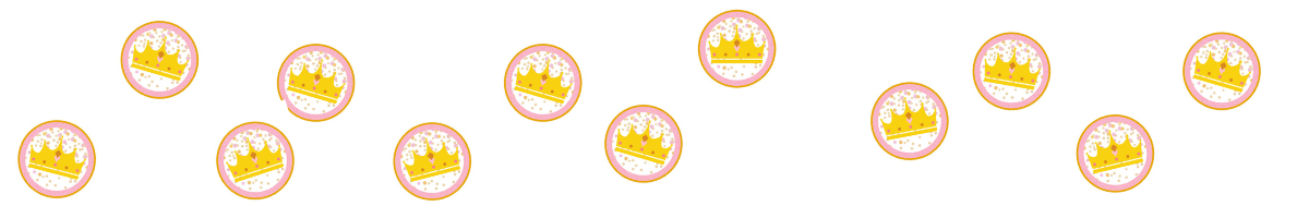 Ten round icons featuring a yellow crown and white background are scattered on a white surface.