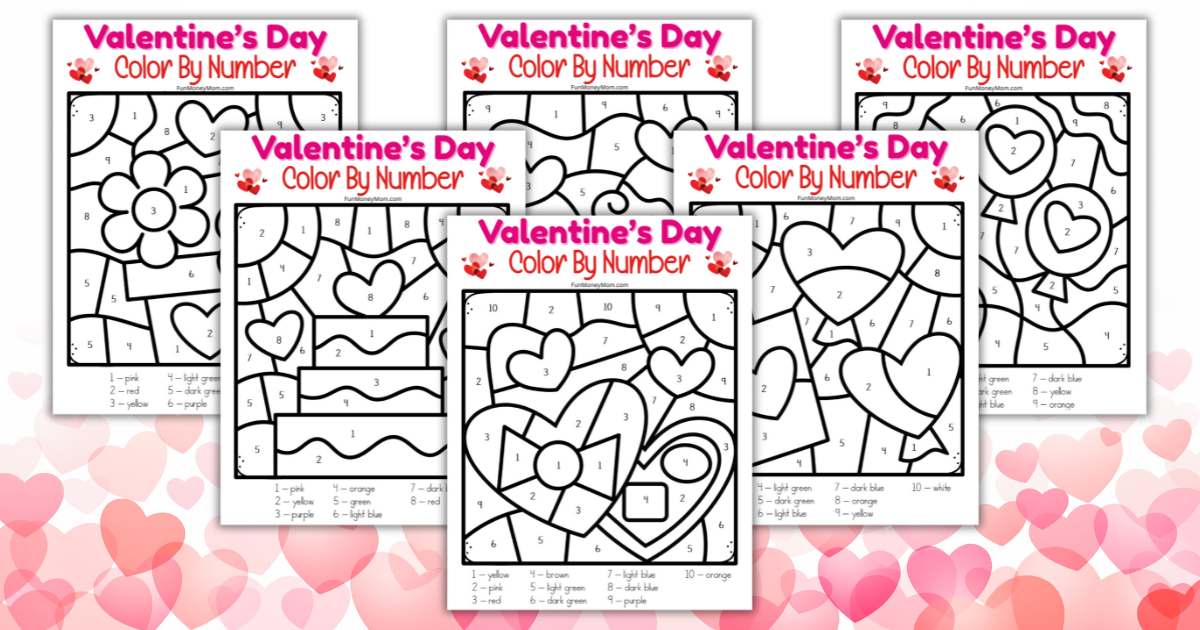 Valentine's Day Color By Numbers - Fun Money Mom